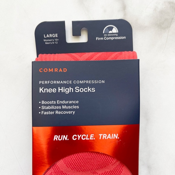 Comrad Performance Knee High Compression Socks - Coral, Size Large - Picture 3 of 5